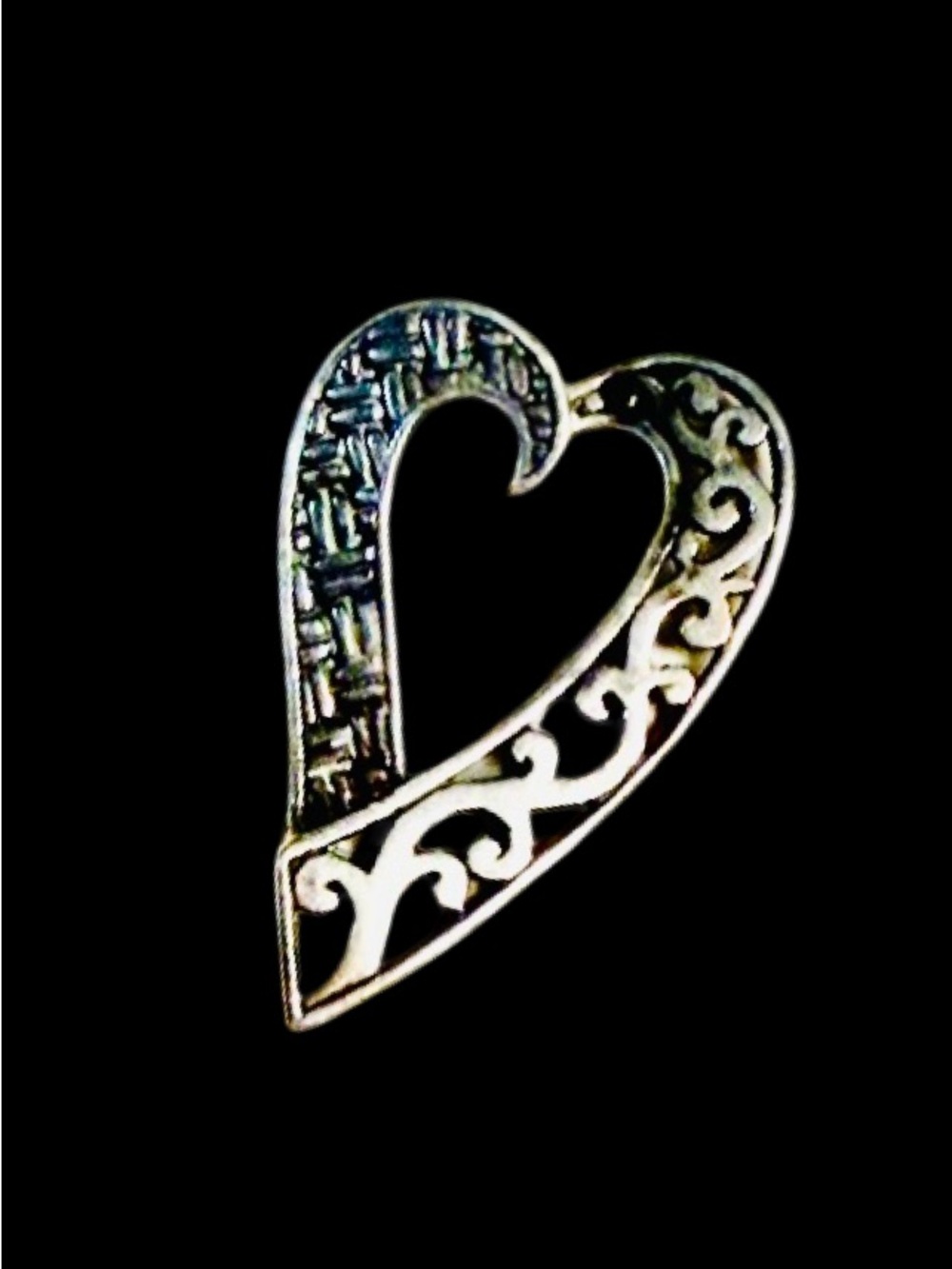 Silver Heart Filigree Pendant Necklace Charm